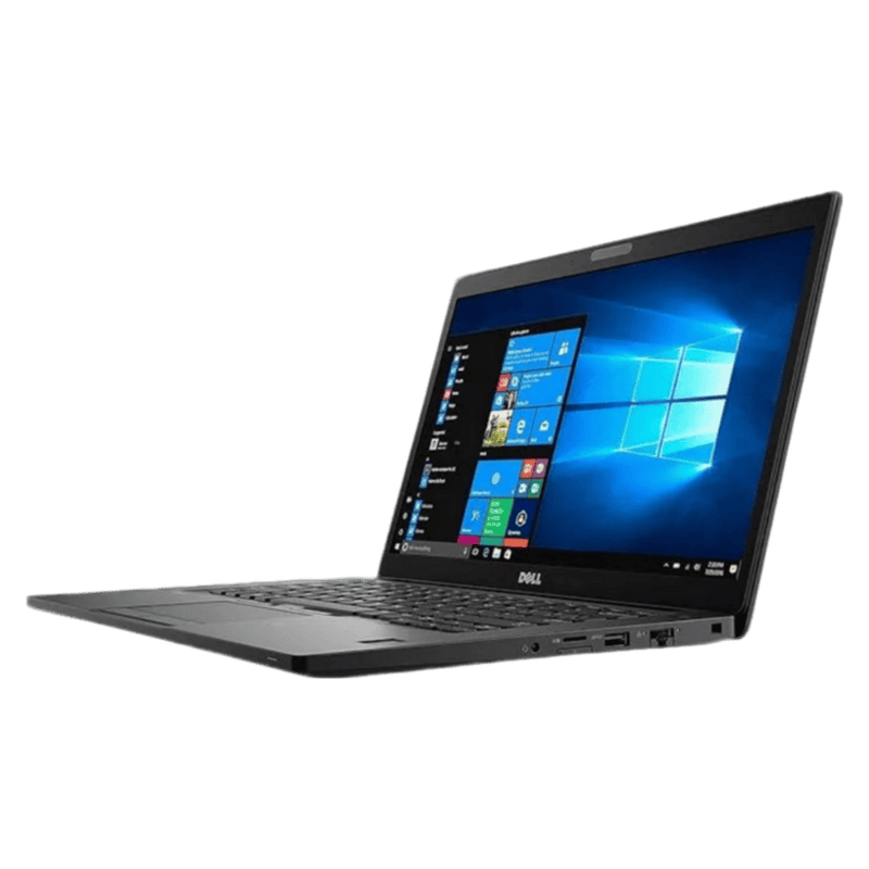 Dell laptop with Windows 10 operating system, sleek design, built-in keyboard, and various ports for connectivity, ideal for professional and personal use.